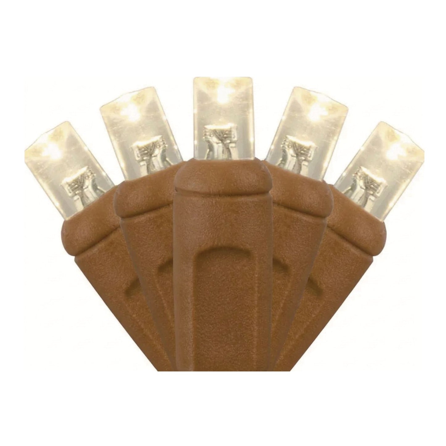 50-Light 5mm LED Concave Brown Cord | Warm White