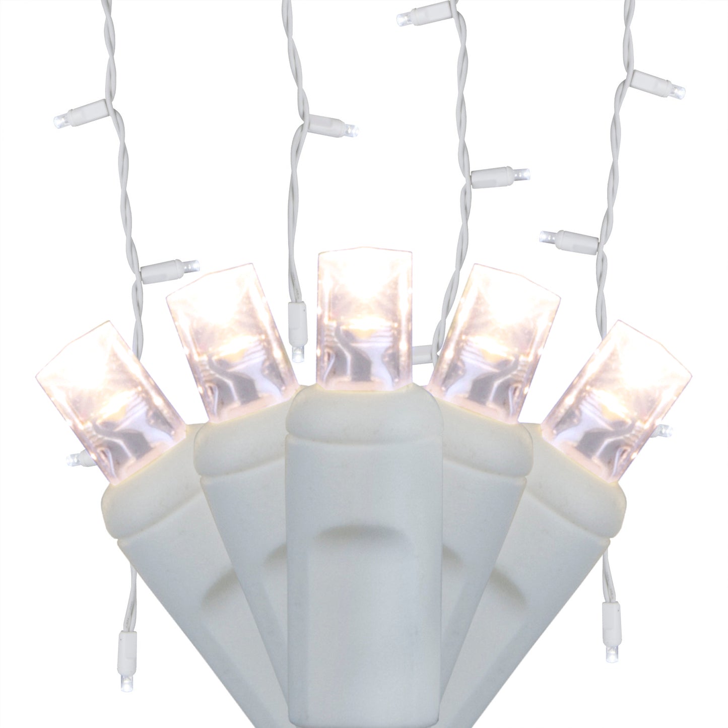 70-Light 5mm LED Icicle Lights with White/Green Cord | 6 Colors