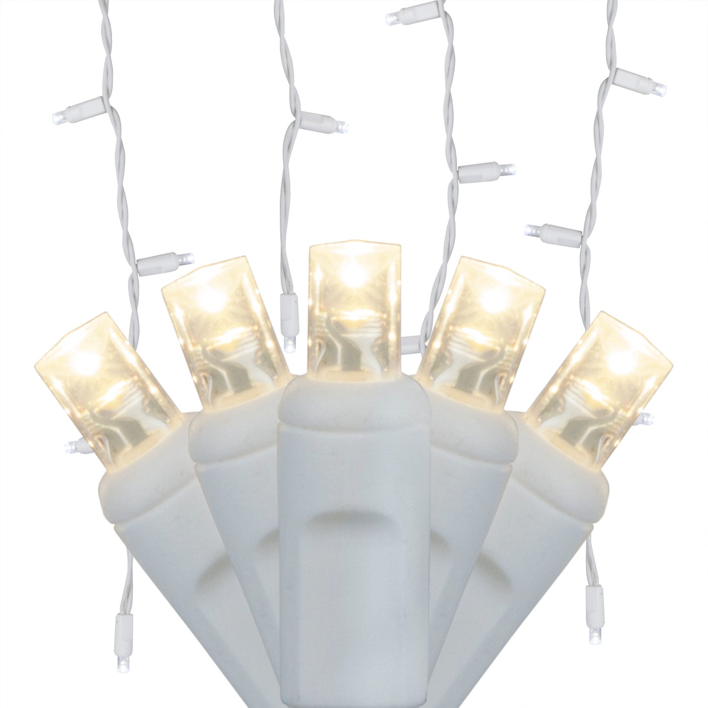 70-Light 5mm LED Icicle Lights with White/Green Cord | 6 Colors
