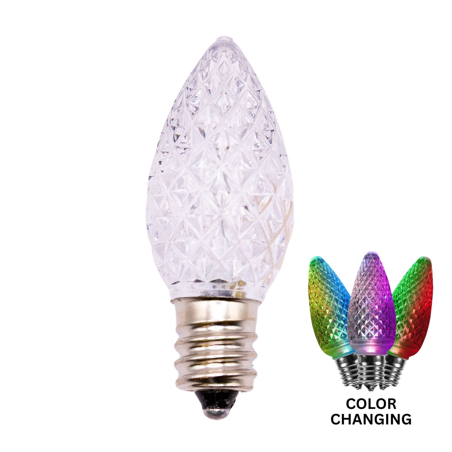 C7 LED Faceted Bulb | 12 Colors