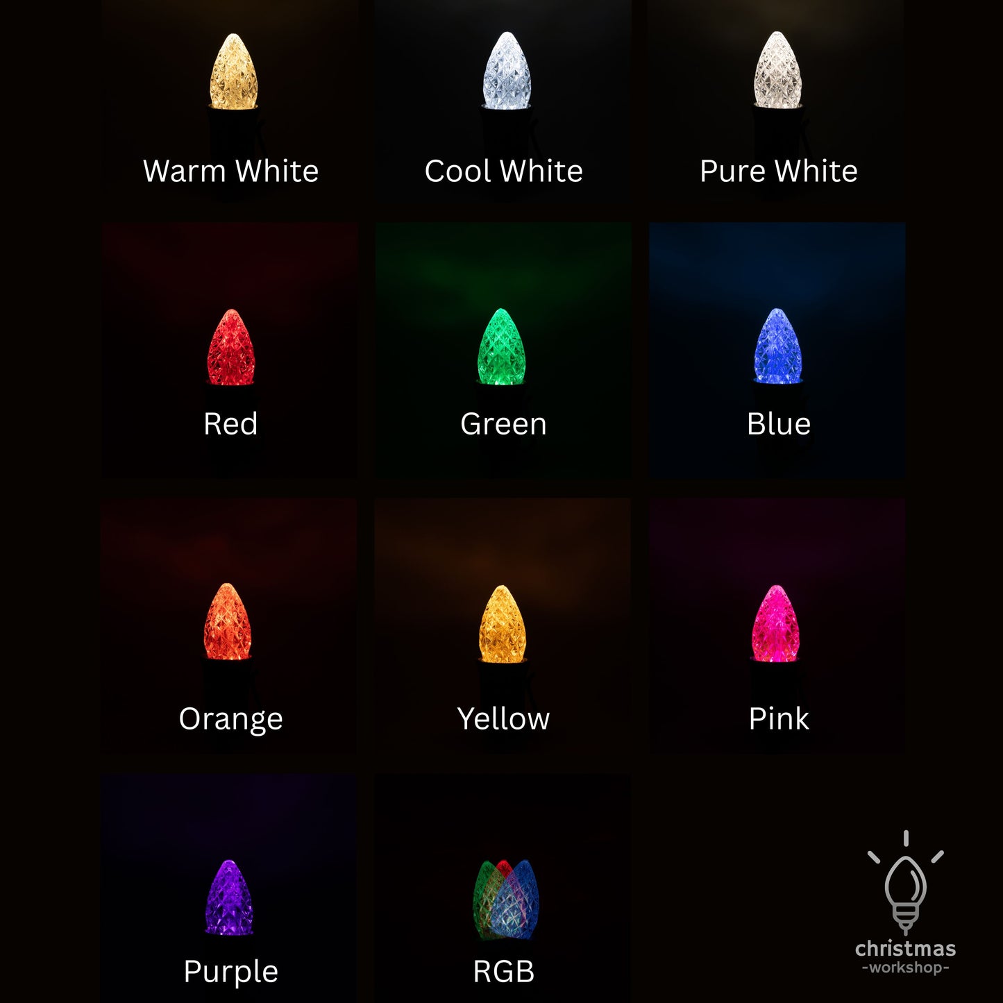 C7 LED Faceted Bulb | 12 Colors