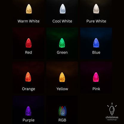 C7 LED Faceted Bulb | 12 Colors