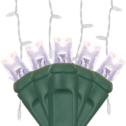70-Light 5mm LED Icicle Lights with White/Green Cord | 6 Colors