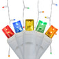 70-Light 5mm LED Icicle Lights with White/Green Cord | 6 Colors