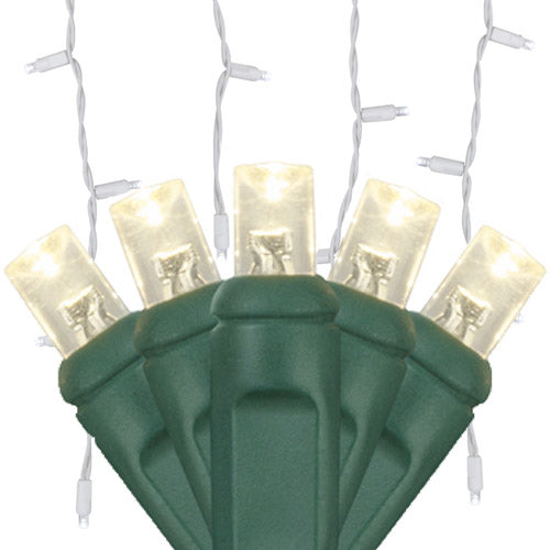 70-Light 5mm LED Icicle Lights with White/Green Cord | 6 Colors