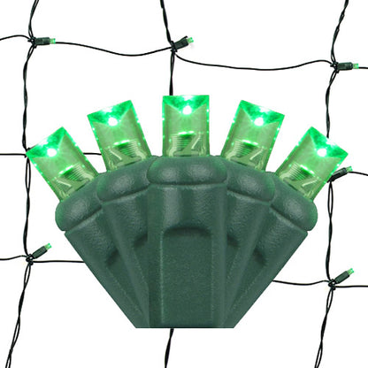 100-Light 5mm LED Net Lights with Green Cord | 6 Colors