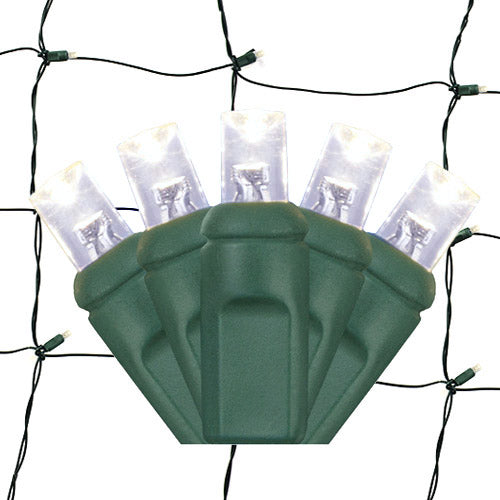 100-Light 5mm LED Net Lights with Green Cord | 6 Colors