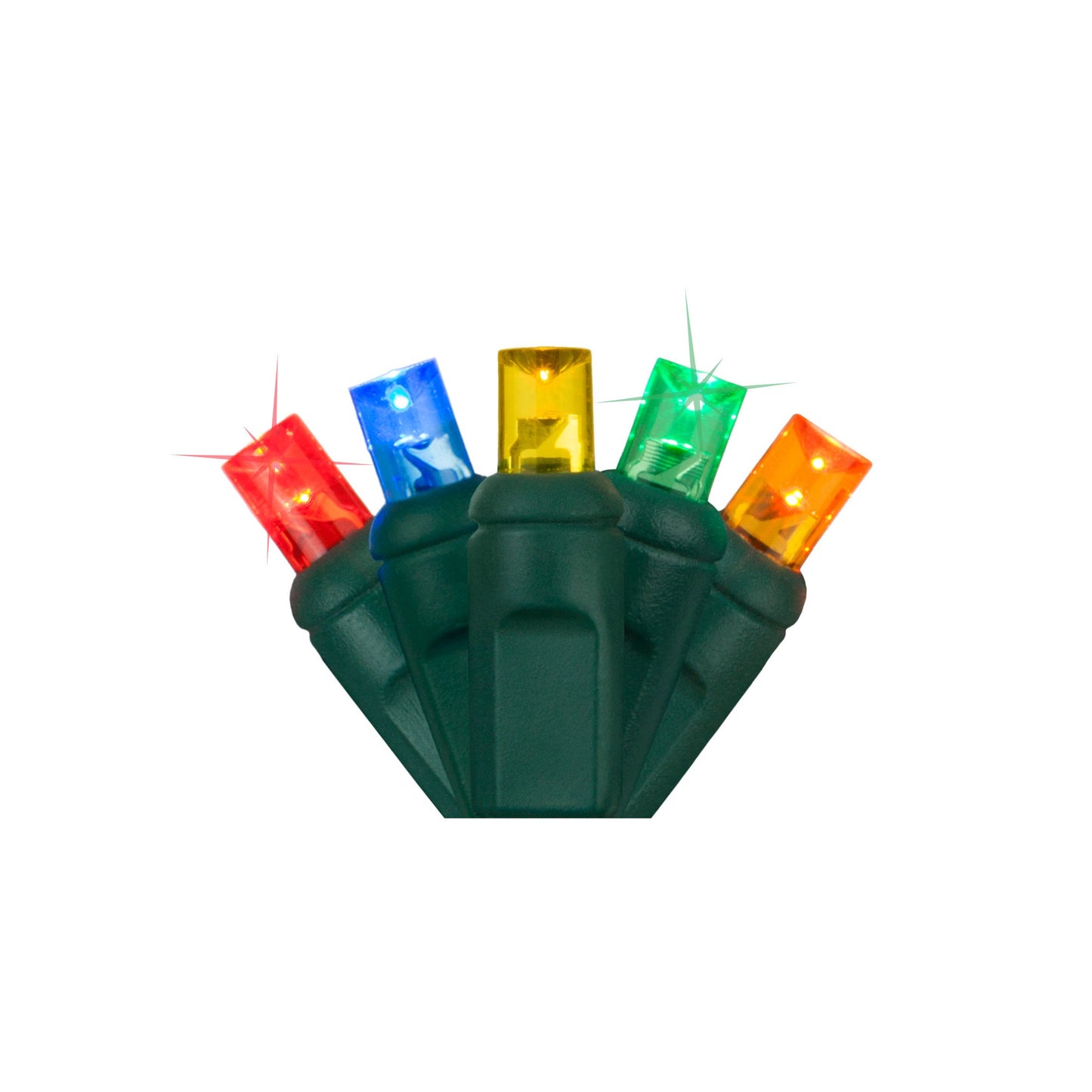 50-Light 5mm Concave Twinkle (1/3) Green Wire | 5 Colors